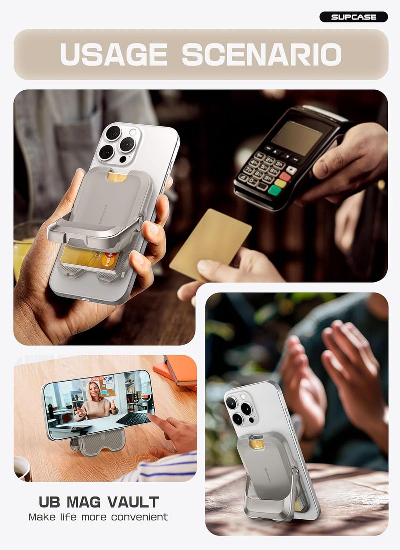 SupCase for MagSafe Wallet with Stand, Magnetic Wallet for Men Women, [Hold 6 Cards] [RFID Blocking] [Strong Magnetic Lock] Phone Stand Card Holder for iPhone 17/16/15/14/13/12 Series, Frost Gray - Image 3